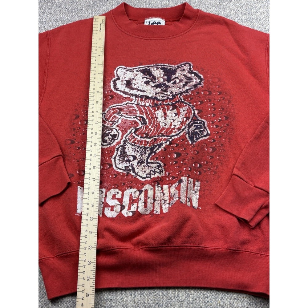 Vintage Wisconsin Badgers Lee Sport Crewneck Sweatshirt Made USA Red M - Picture 5 of 7